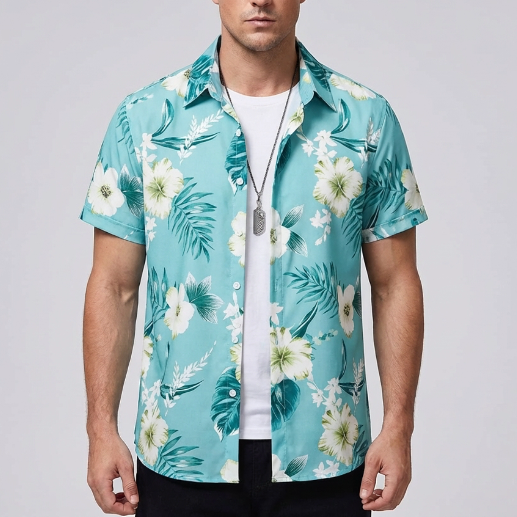 3D Blomtryck Hawaiian Skjorta för Män
