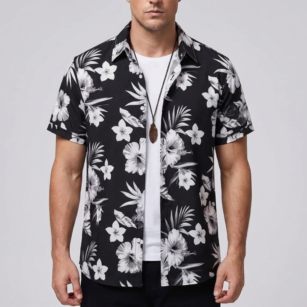 3D Blomtryck Hawaiian Skjorta för Män