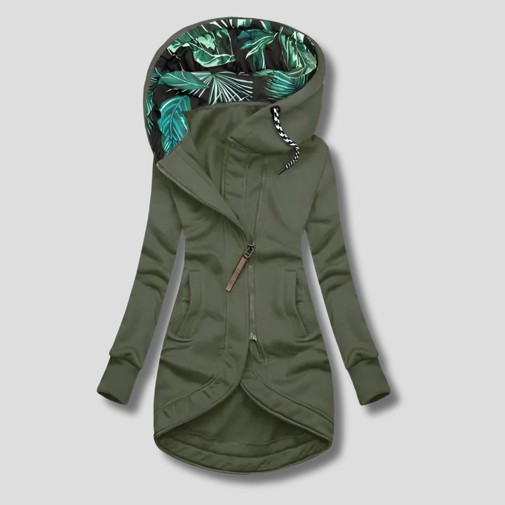 Stilig Zip-Up Jacka med Huva för Kvinnor