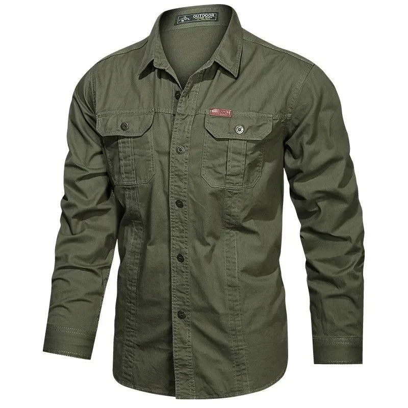 Herr Utility Pocket Button-Up Skjorta