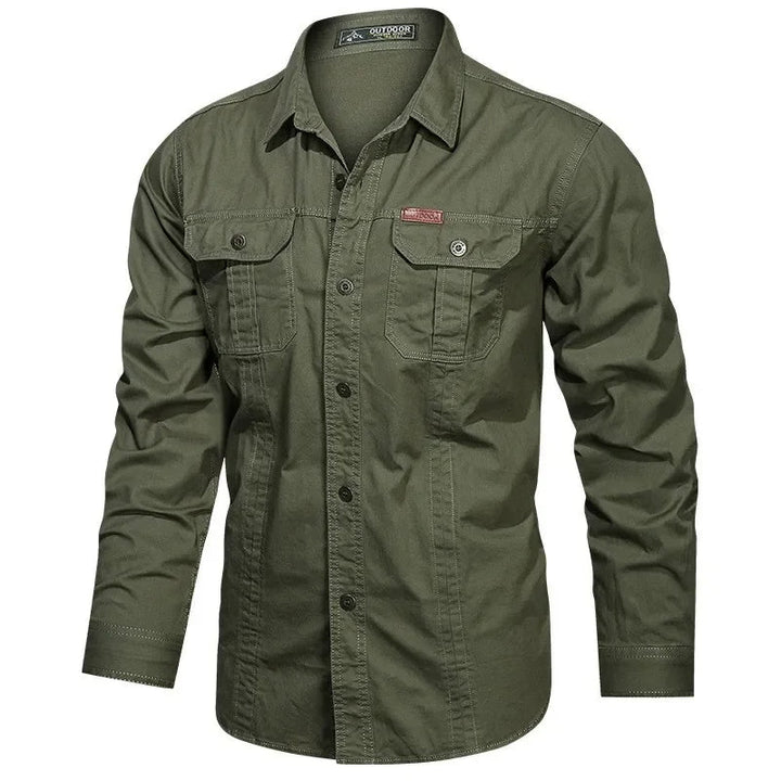 Herr Utility Pocket Button-Up Skjorta