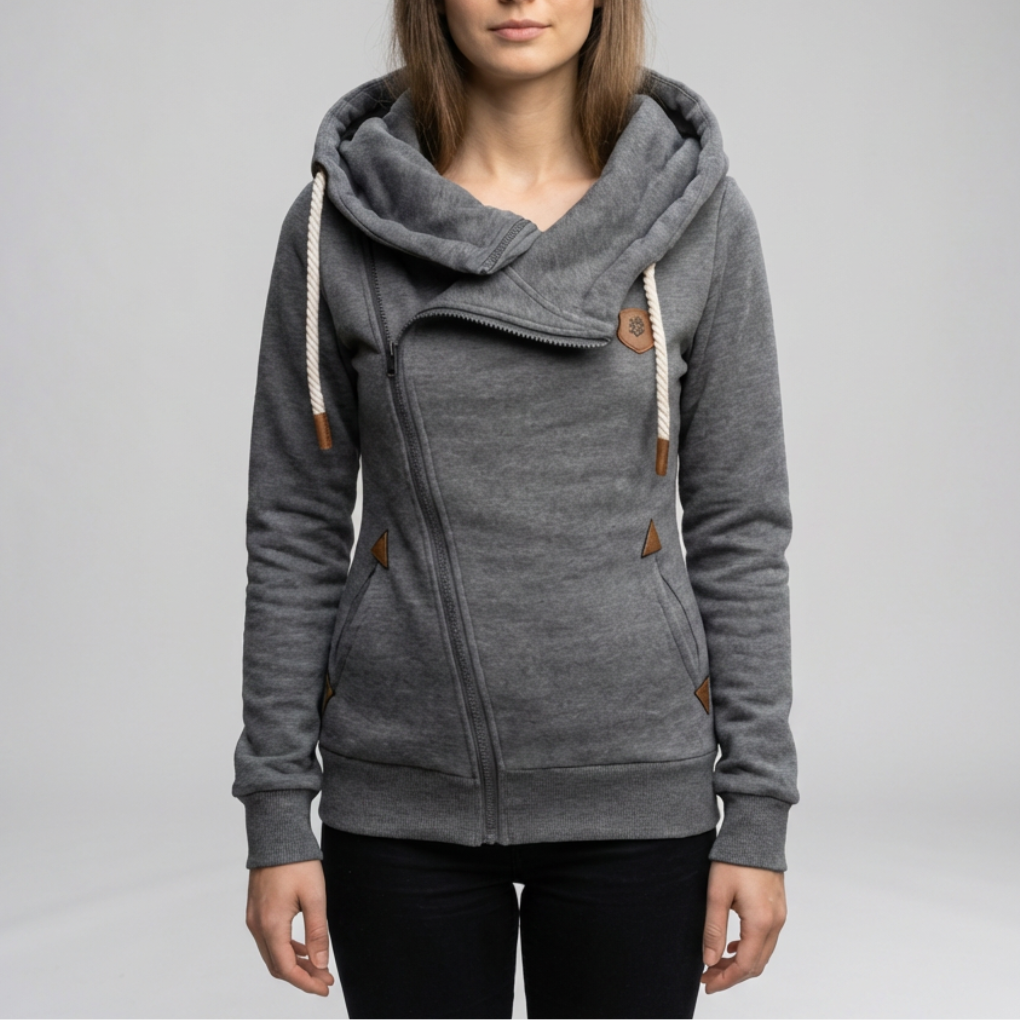 Asymmetrisk Zip Jacka för Kvinnor