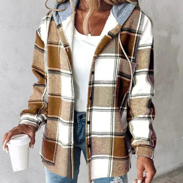 Rutigt Hooded Jacka för Kvinnor