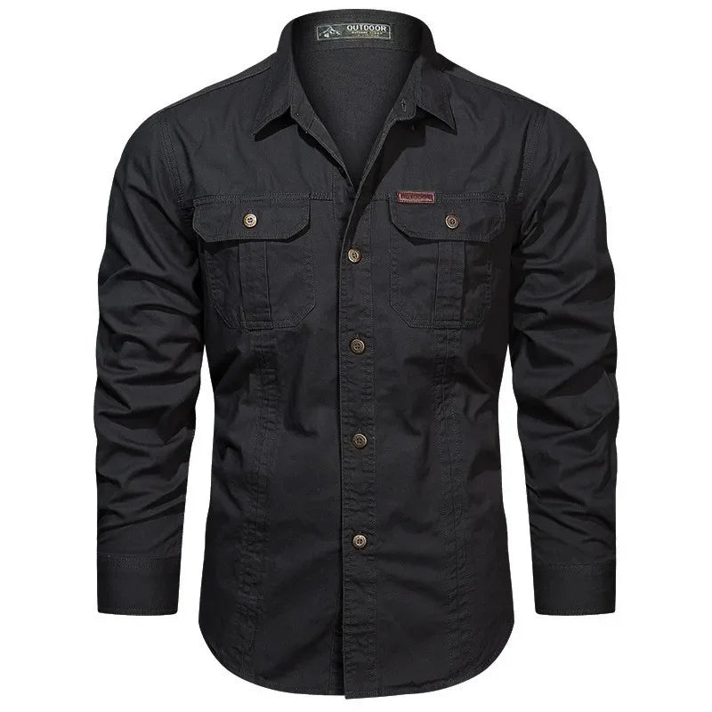 Herr Utility Pocket Button-Up Skjorta