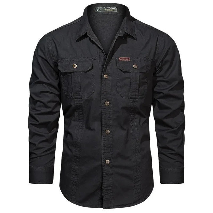 Herr Utility Pocket Button-Up Skjorta