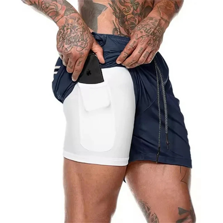 2-i-1 Mäns Sport Shorts
