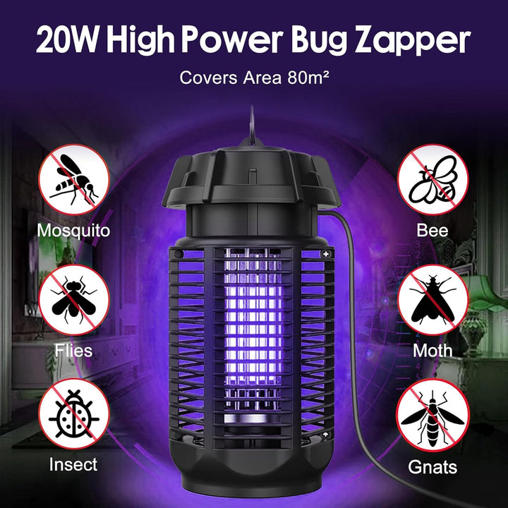 Elektrischer Insektenvernichter mit 20W UV-Licht und 4200V Netz, IPX4 wasserdicht – Zeytra
