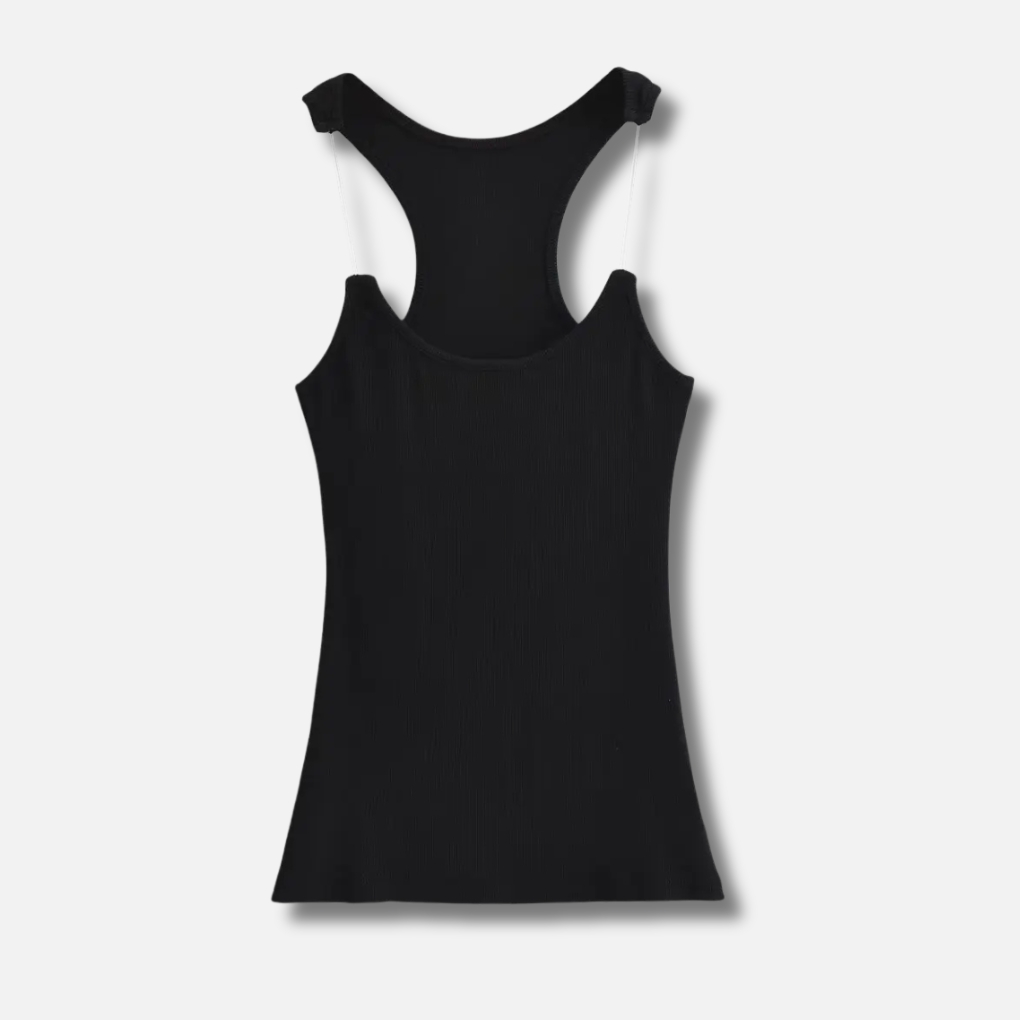 Osynlig Rem Ribbad Tank Top för Kvinnor