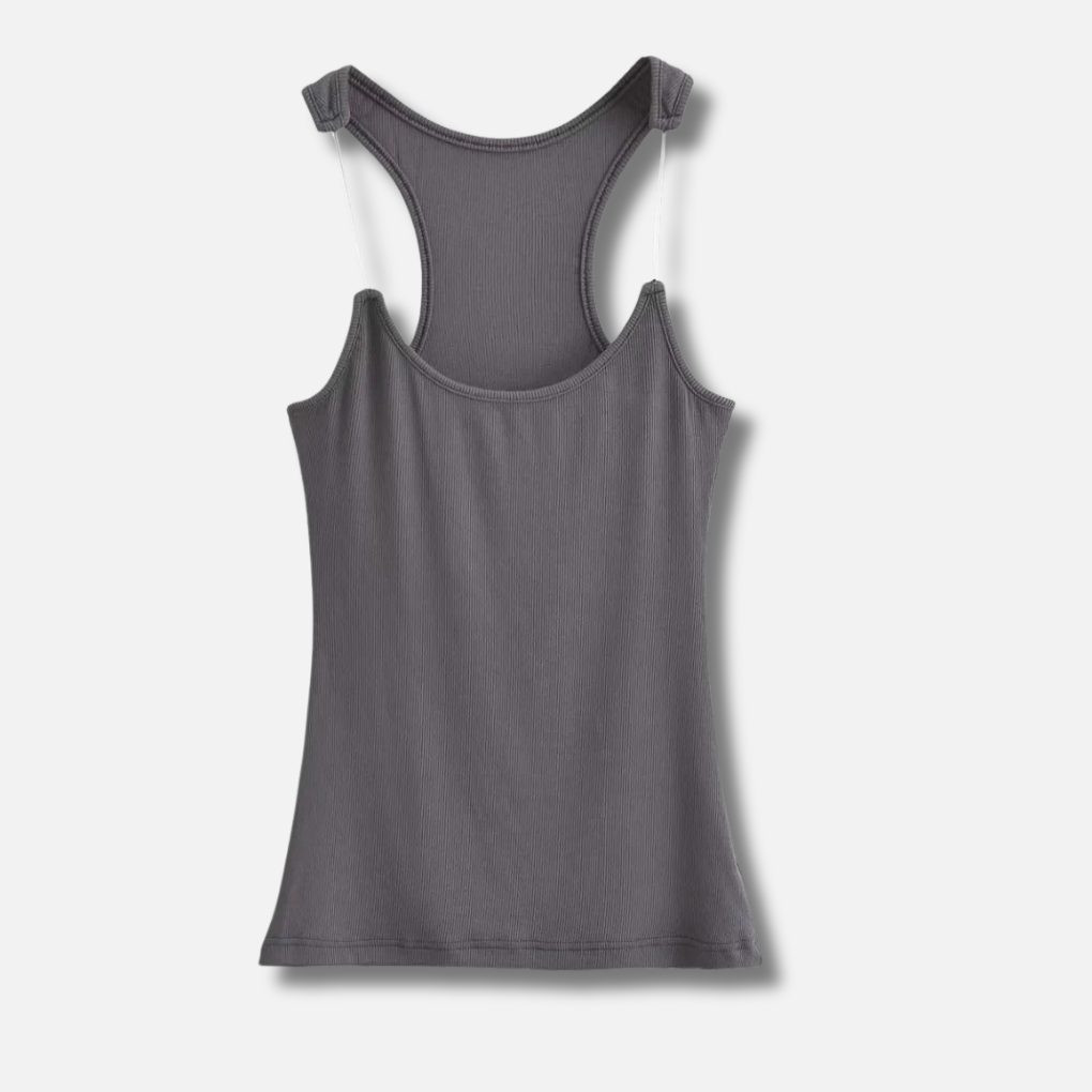 Osynlig Rem Ribbad Tank Top för Kvinnor