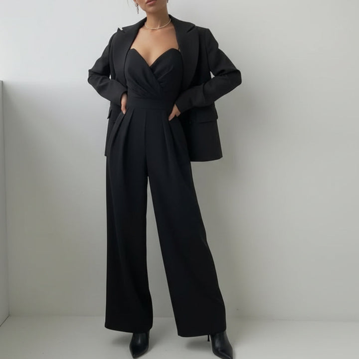 Ärmlös jumpsuit med hög midja för kvinnor