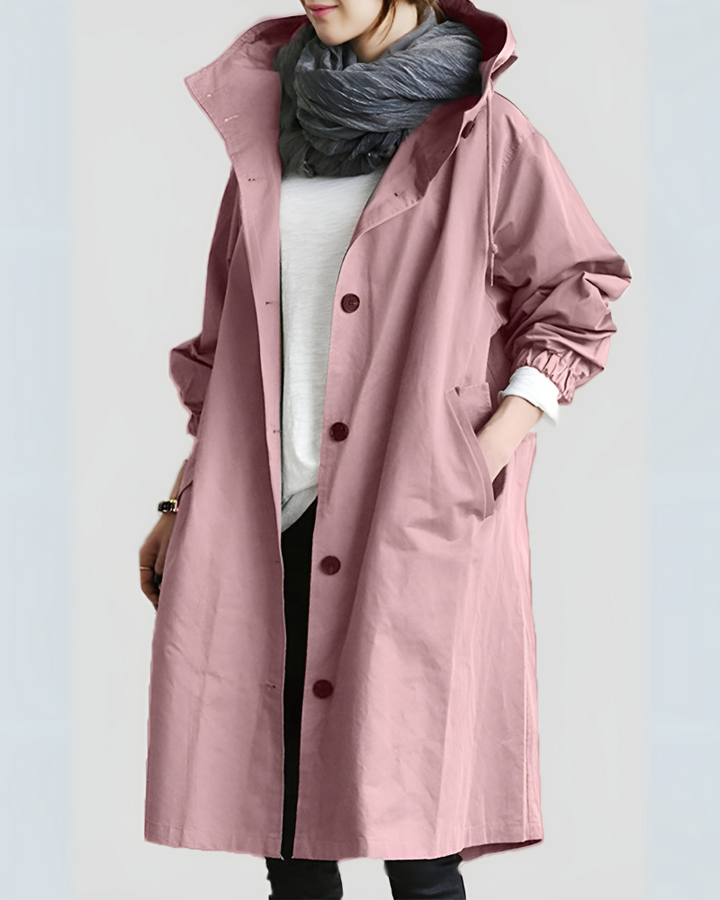 Klassisk huva trench coat för kvinnor