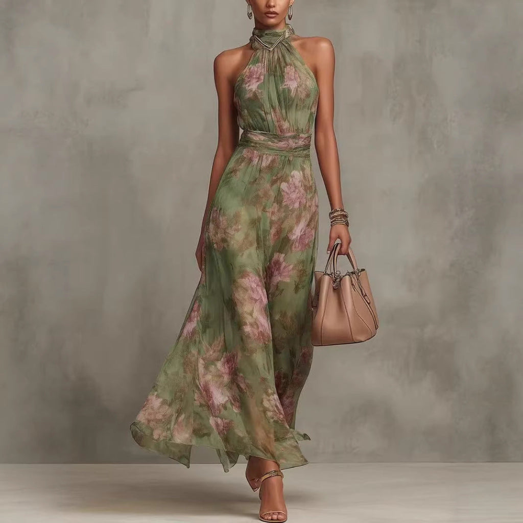 Resort-Style Waist-Cinching Figure-Flattering Long Dress