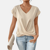 Kvinnors V-ringad Blus med Draperad Nedre Del