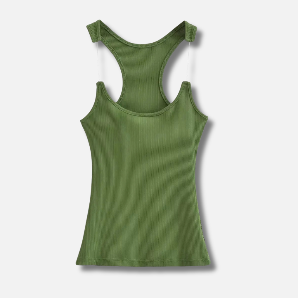 Osynlig Rem Ribbad Tank Top för Kvinnor