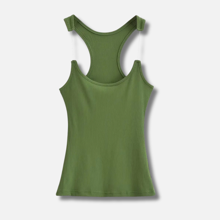 Osynlig Rem Ribbad Tank Top för Kvinnor