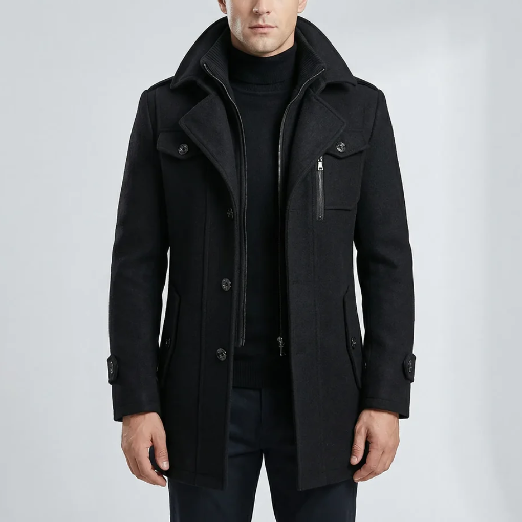 Mid-thigh Strukturerad Herr Overcoat