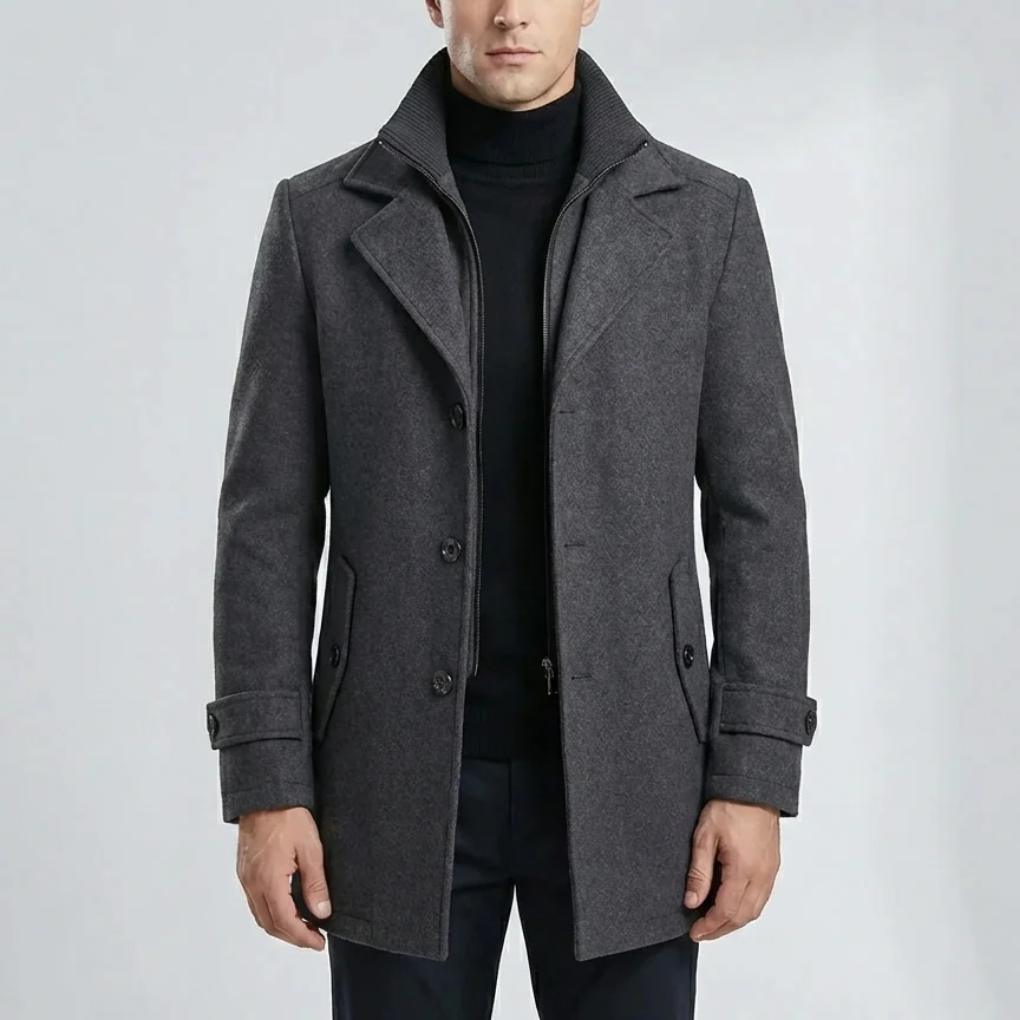 Mid-thigh Strukturerad Herr Overcoat