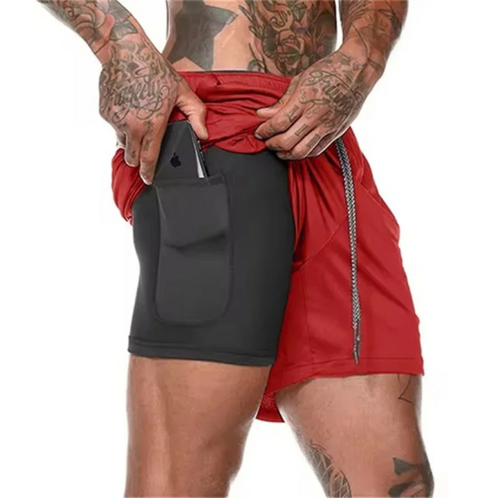 2-i-1 Mäns Sport Shorts