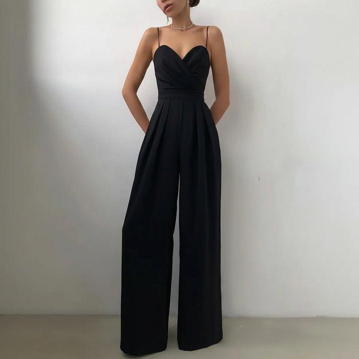 Ärmlös jumpsuit med hög midja för kvinnor