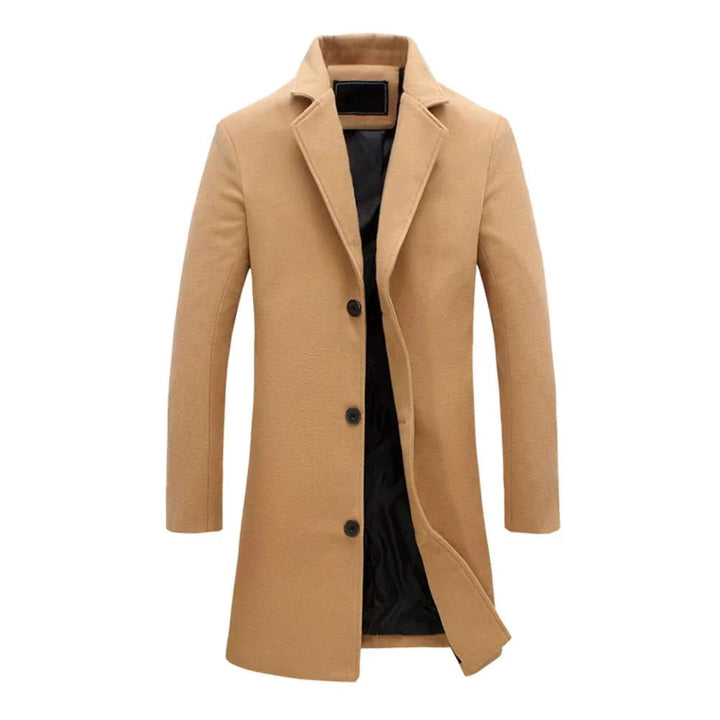 Mans lång vinterkappa med notch lapel