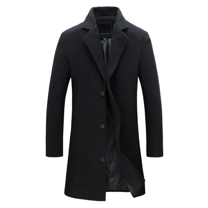 Mans lång vinterkappa med notch lapel