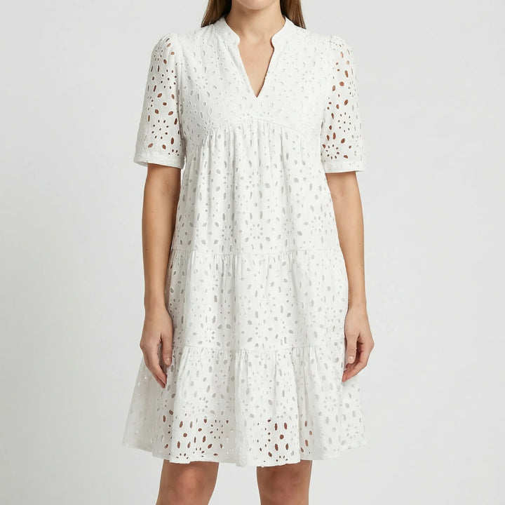 Airovel - Openwork Knit Tiered Summer Dress