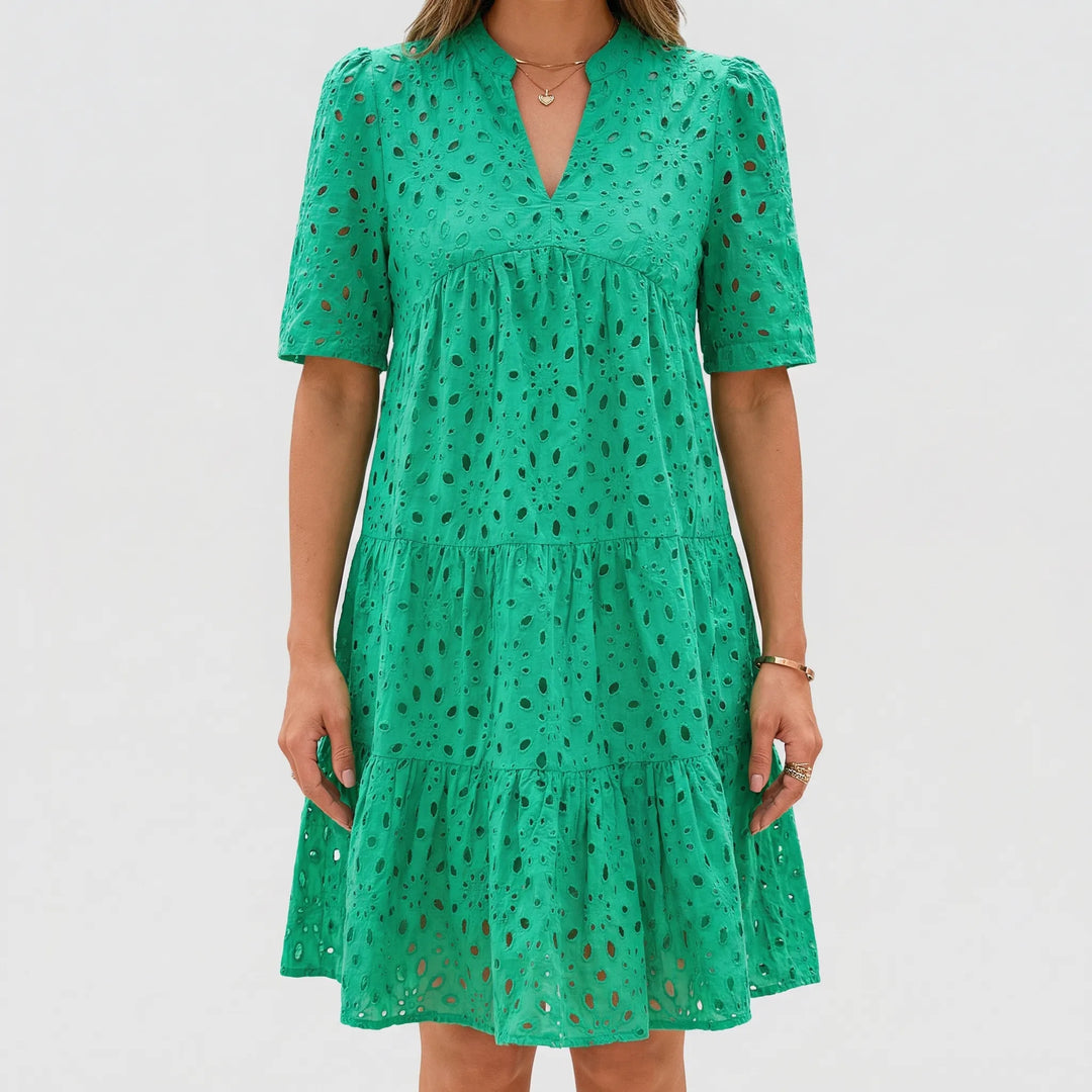 Airovel - Openwork Knit Tiered Summer Dress