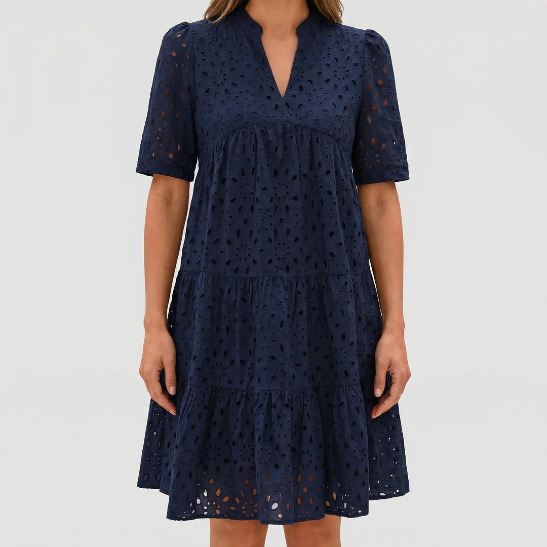 Airovel - Openwork Knit Tiered Summer Dress