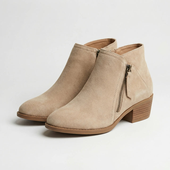 Ankleva - Block Heel Suede Ankle Boot