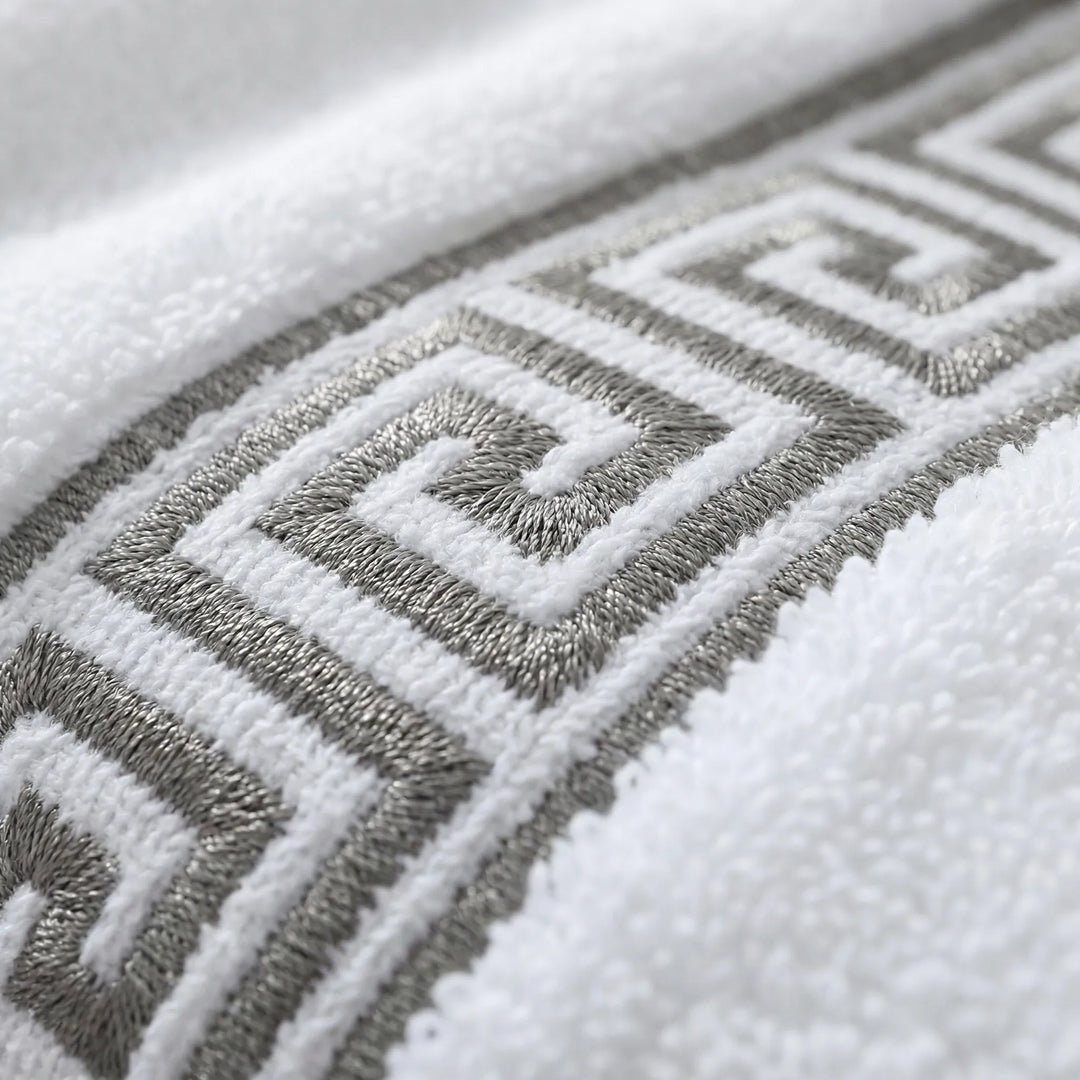 Athenra - Greek Key Embroidered Bath Towel Set