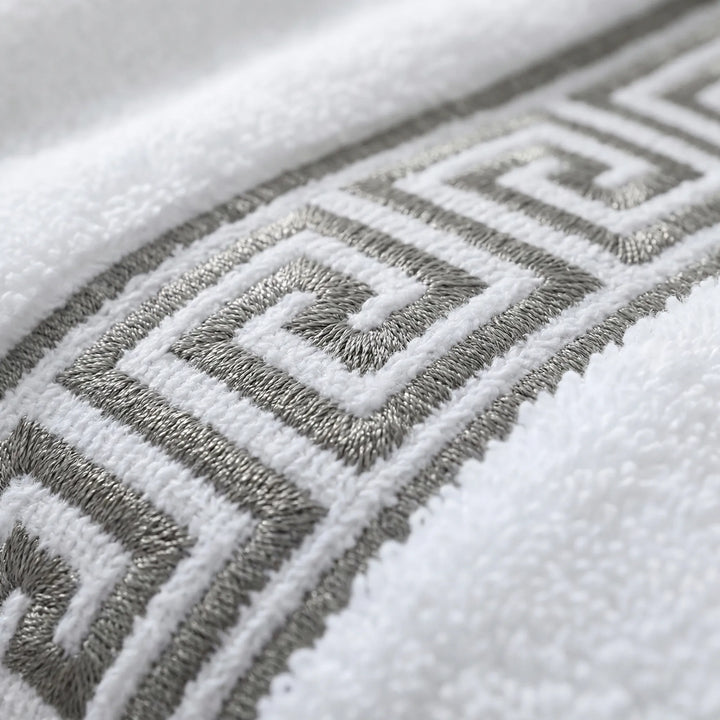 Athenra - Greek Key Embroidered Bath Towel Set