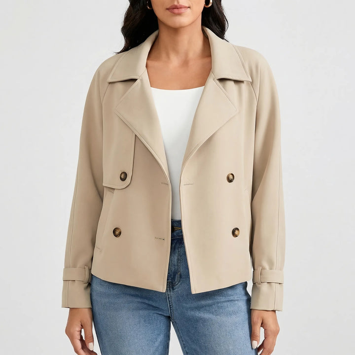 Velvona - Double-Breasted Cropped Blazer Jacket