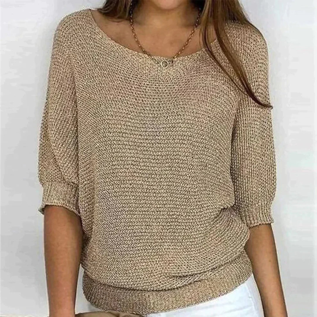 Solid Casual Oversize Tröja för Kvinnor