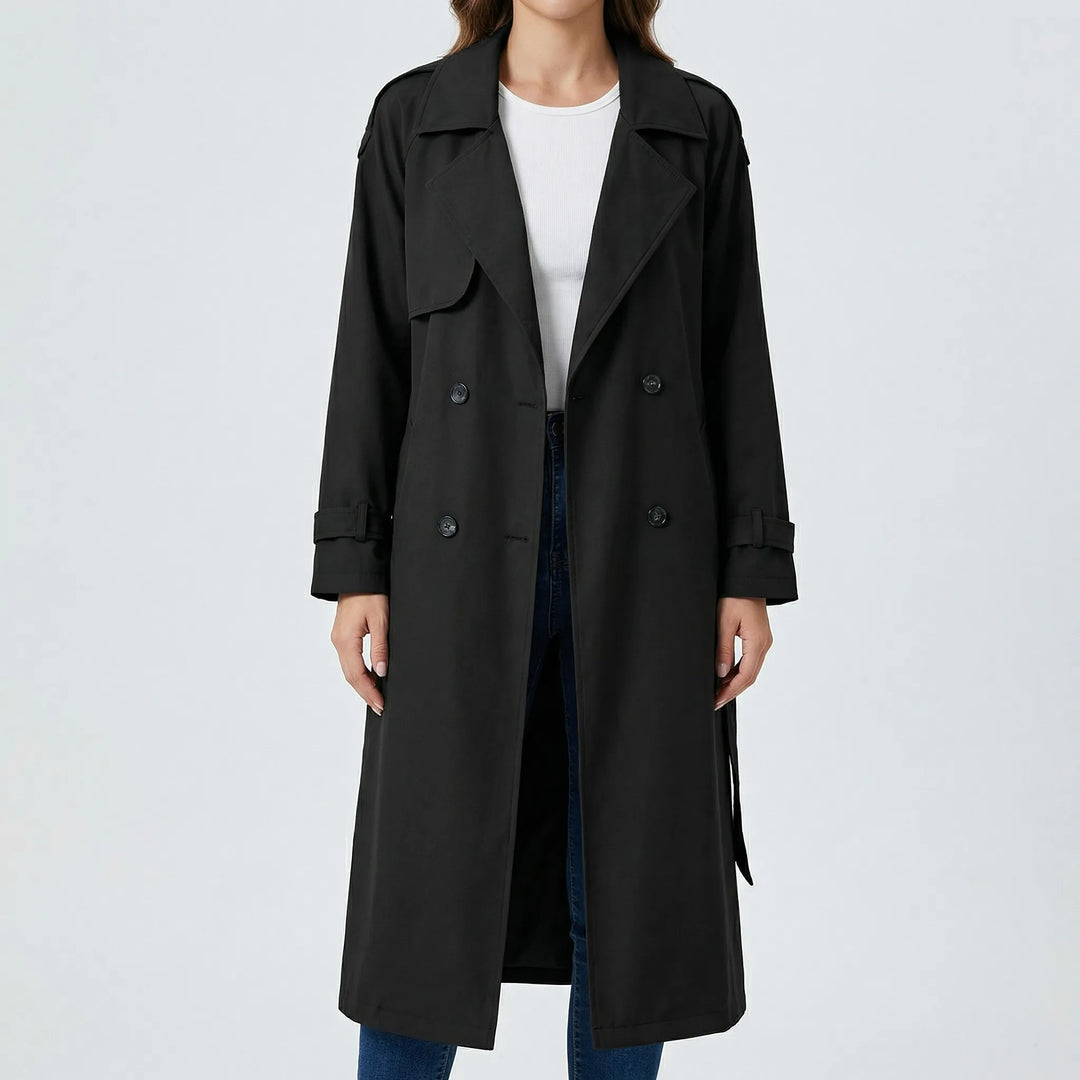 Beltressa - Long Double-Breasted Trench Coat