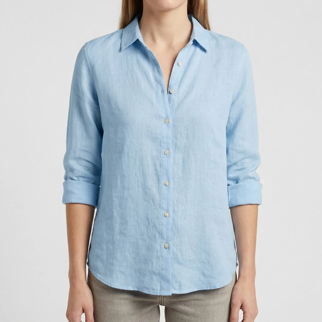 Belvara - Long Button-Down Blouse For Women