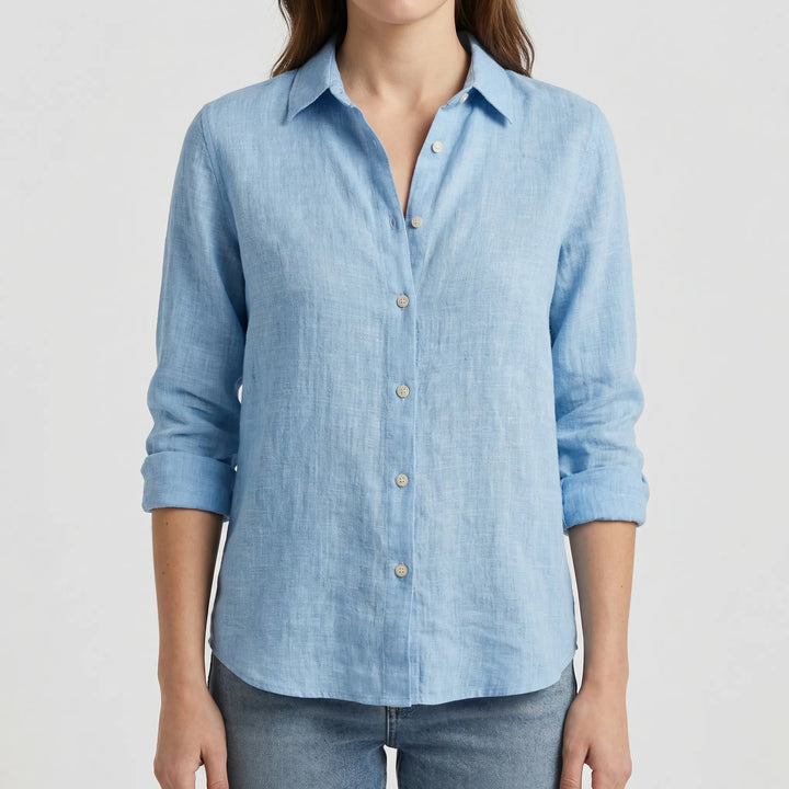 Belvara - Long Button-Down Blouse For Women