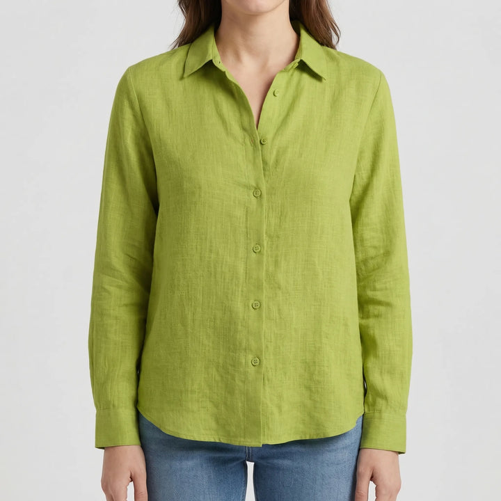 Belvara - Long Button-Down Blouse For Women