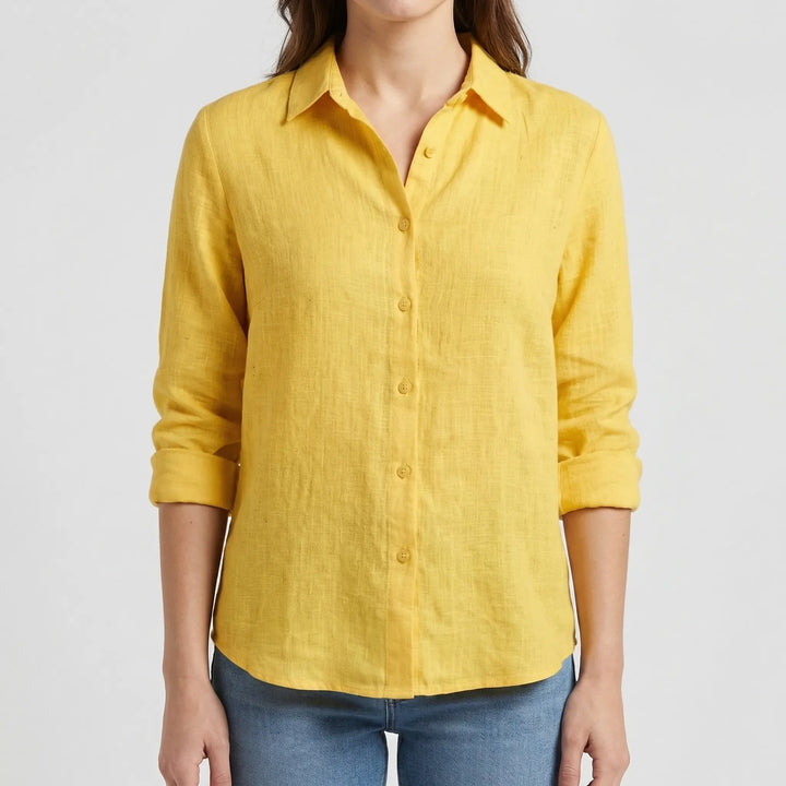 Belvara - Long Button-Down Blouse For Women