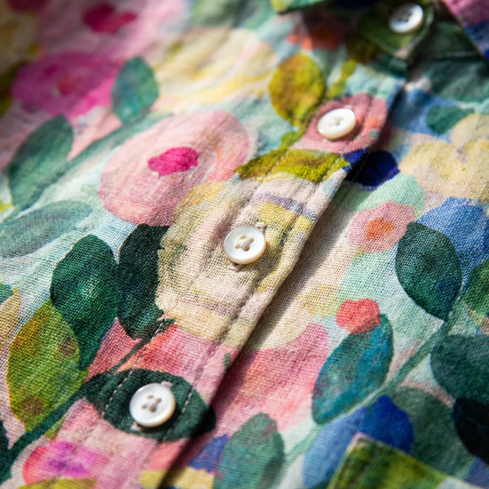 Bloomara - Long-Sleeve Floral Button-Down Blouse