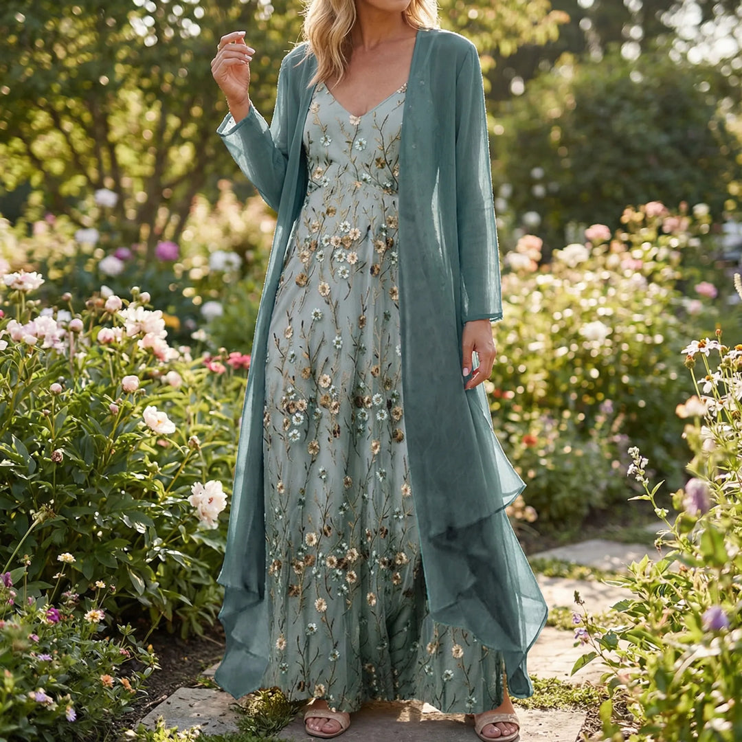 Bloomenset - Floral Print Two-Piece Maxi Set