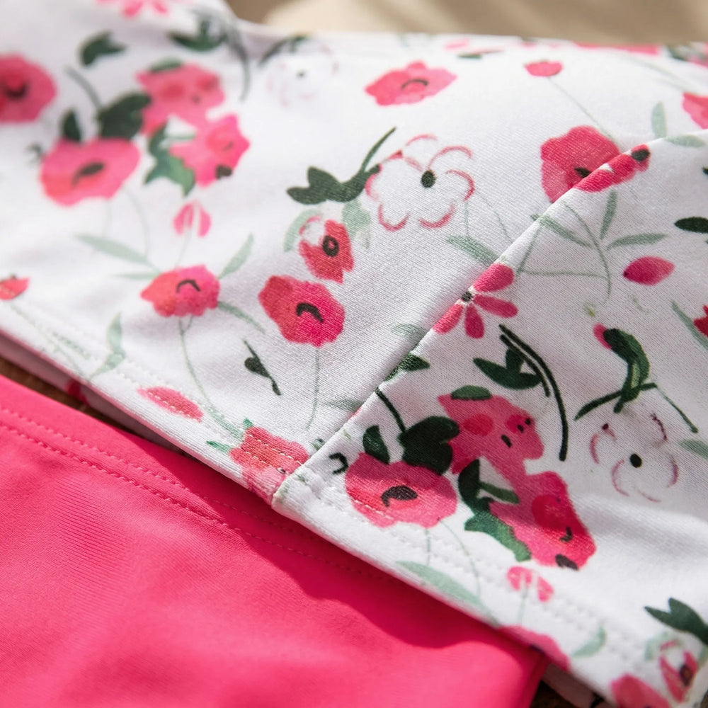 Bloomkini - Floral Halter Tie Bikini Set