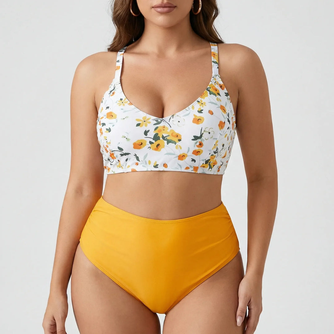 Bloomkini - Floral Halter Tie Bikini Set