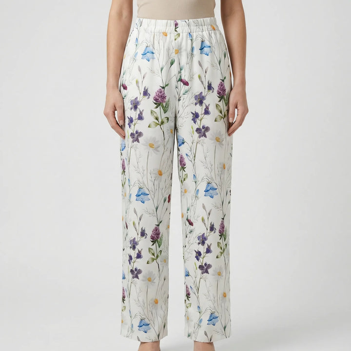 Bloomtrex - Floral Print Straight-Leg Casual Pants