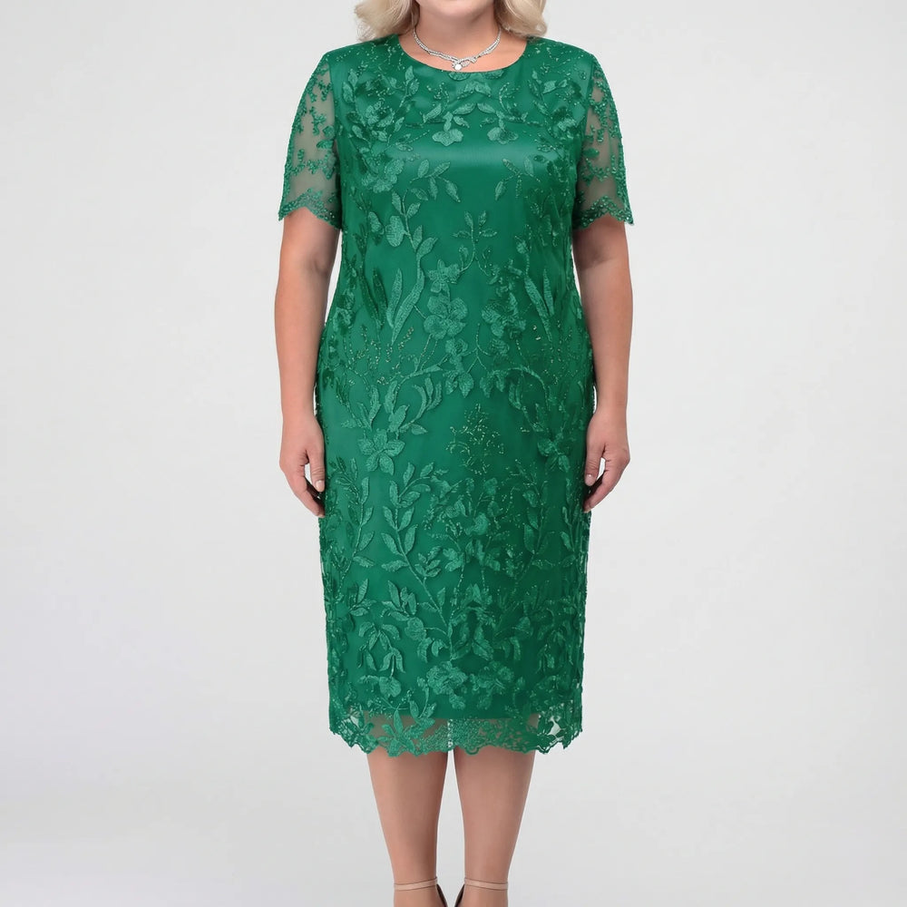 Blossante - Floral Lace Overlay Midi Dress
