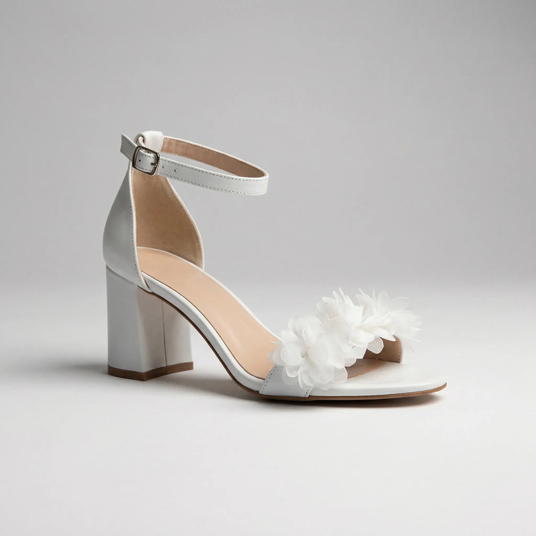 Blosselle - Block Heel Sandal With Floral Toe Detail