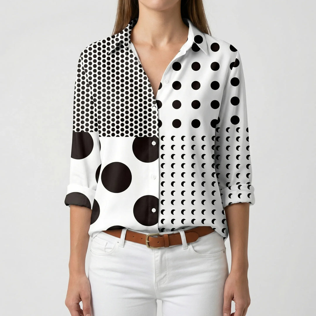 Blossenta - Long Sleeve Floral Button-Down Blouse