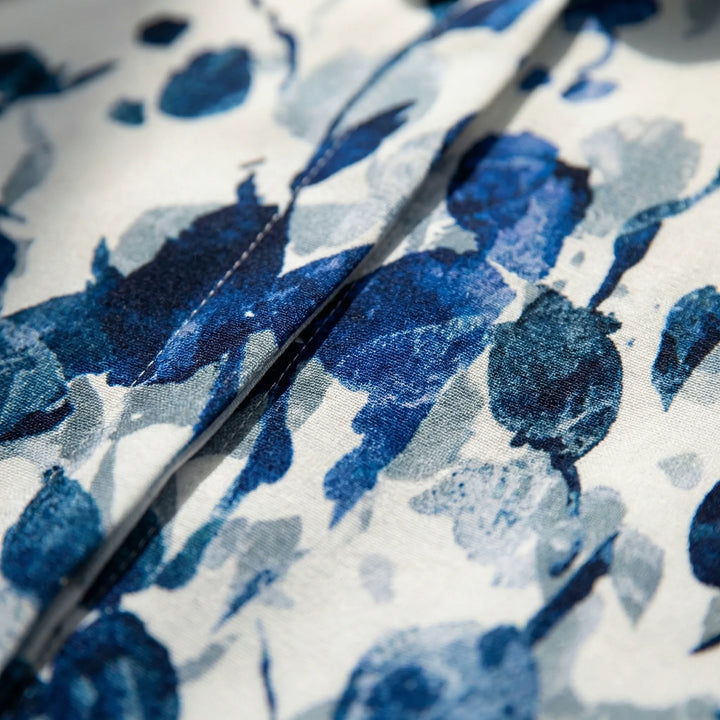 Blossivo - Button-Front Floral Print Blouse