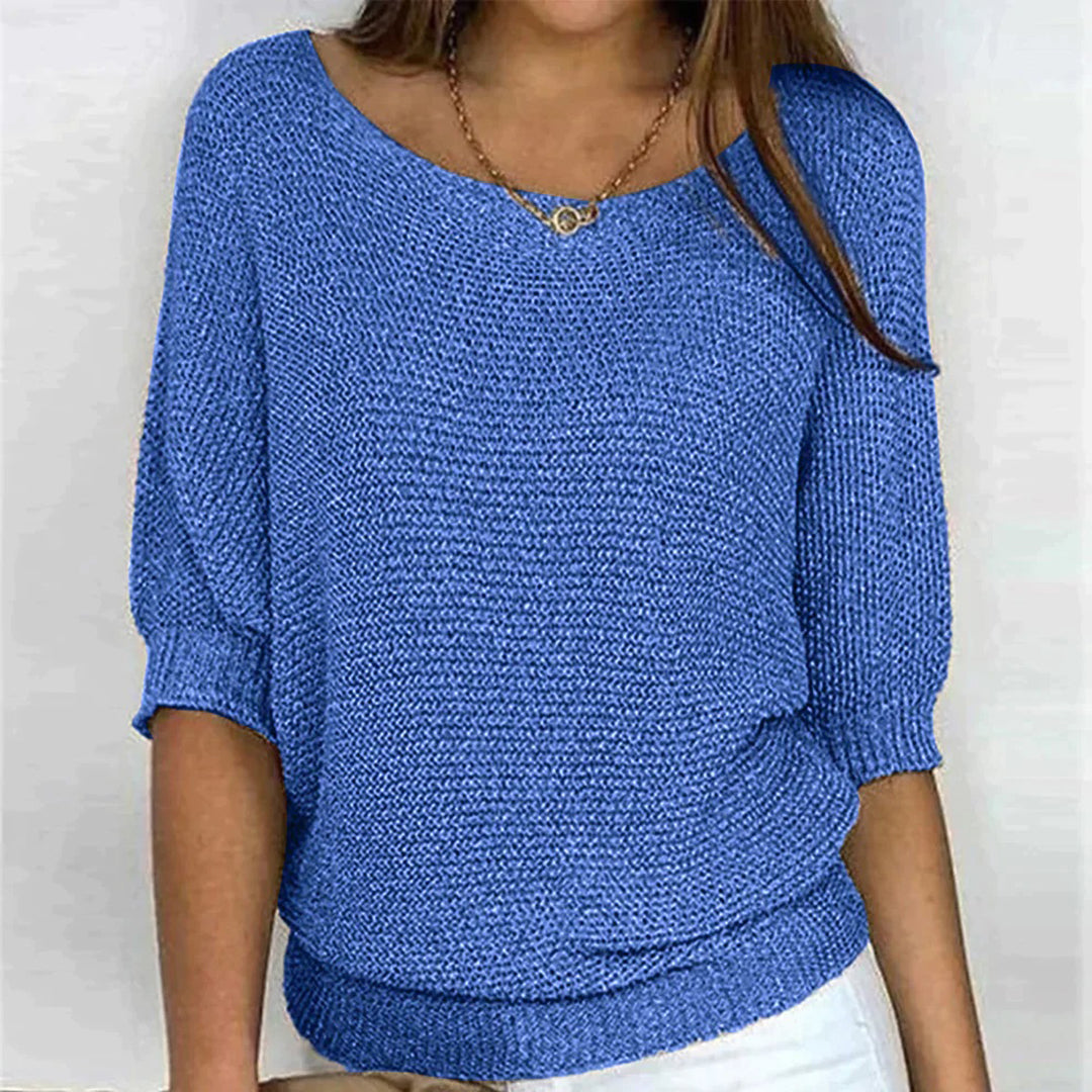 Solid Casual Oversize Tröja för Kvinnor