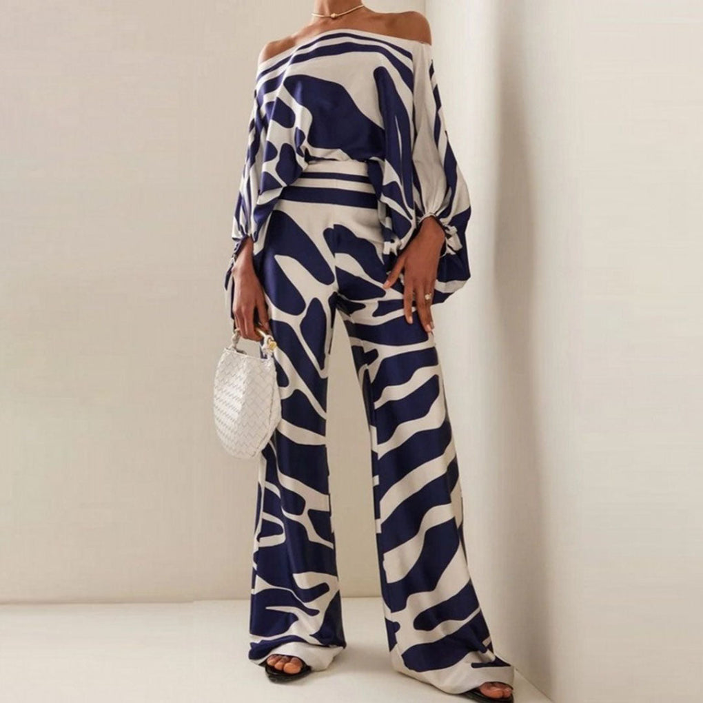 Off-Shoulder Stil Satin 2 Delars Set för Kvinnor