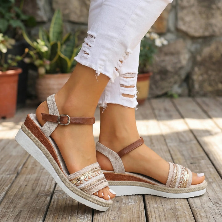 Bohevia - Open-Toe Boho Wedge Sandal